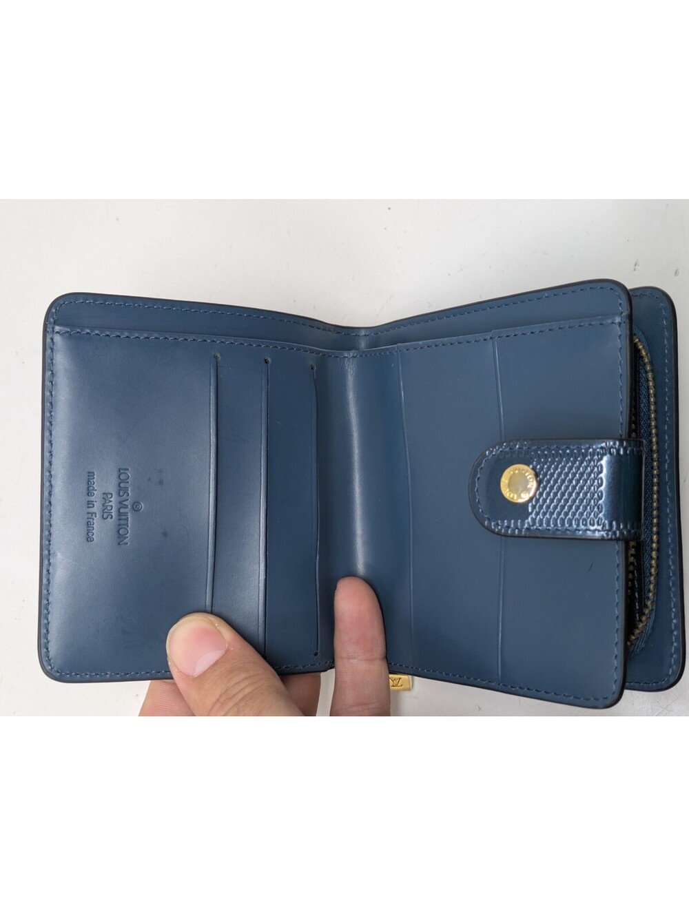 Louis Vuitton Compact Blue Faux Leather Monogram Wallet - Picture 4 of 8